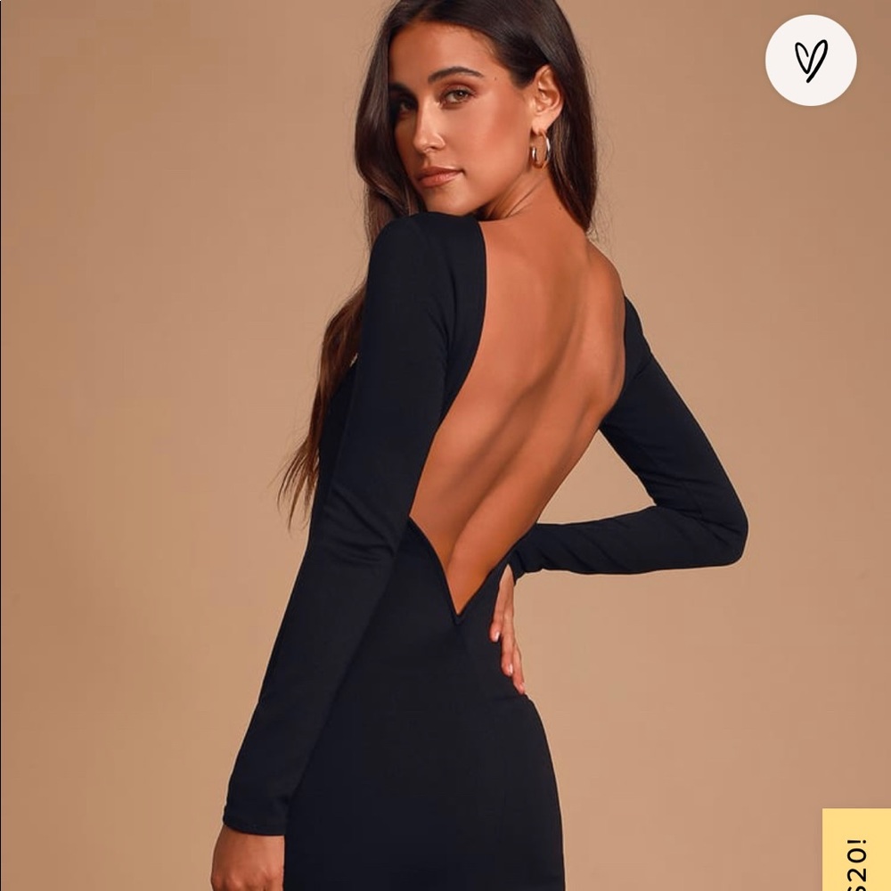 Low back black midi dress